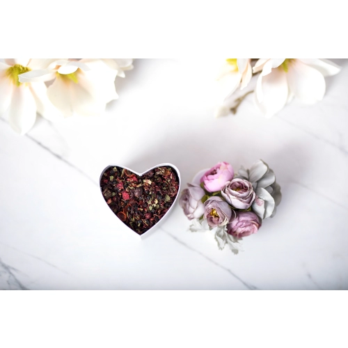 Serce Box z Fioletowymi Kwiatami